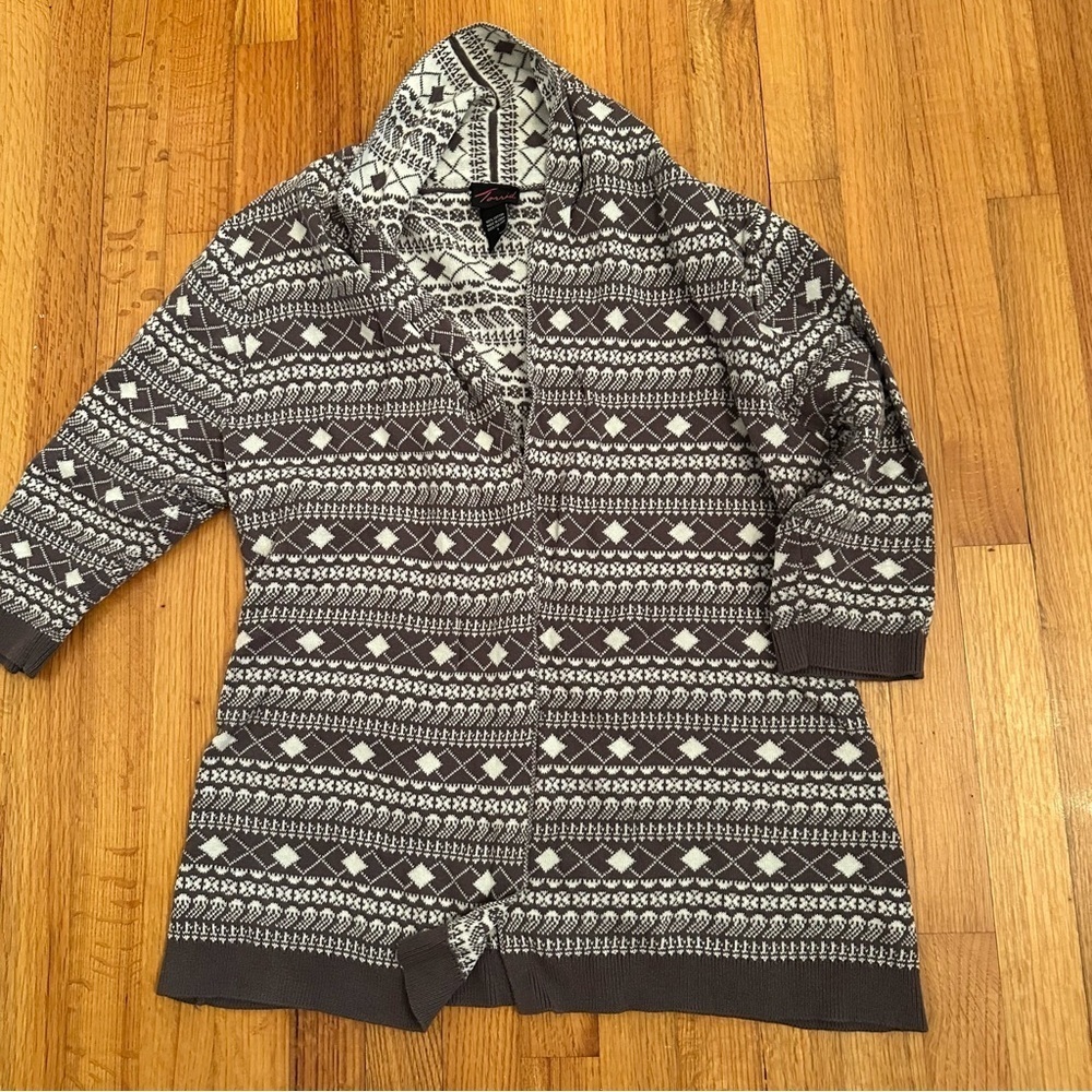 Torrid Geometric Pattern Multi Color Open Front Cardigan SZ 1 (c5